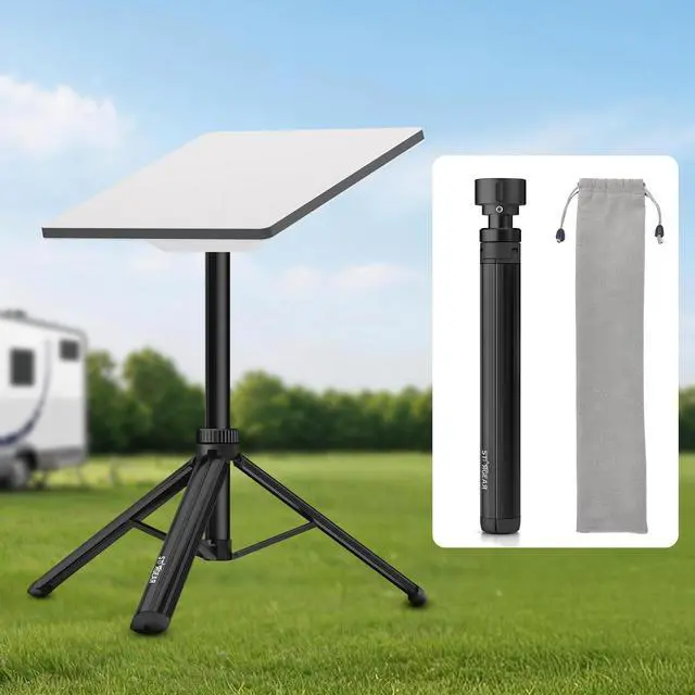 Main image of STARGEAR Starlink Mini Tripod Mount, All Aluminum Portable Starlink Mini Mount, Stable Tripod Stand Compatible with SL Mini/V5 Pipe Mount Adapters , Starlink Mini Kit for RV Travel Camping Boat, Black