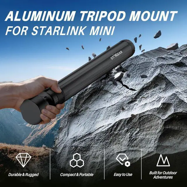 Alt view image 2 of 7 - STARGEAR Starlink Mini Tripod Mount, All Aluminum Portable Starlink Mini Mount, Stable Tripod Stand Compatible with SL Mini/V5 Pipe Mount Adapters , Starlink Mini Kit for RV Travel Camping Boat, Black
