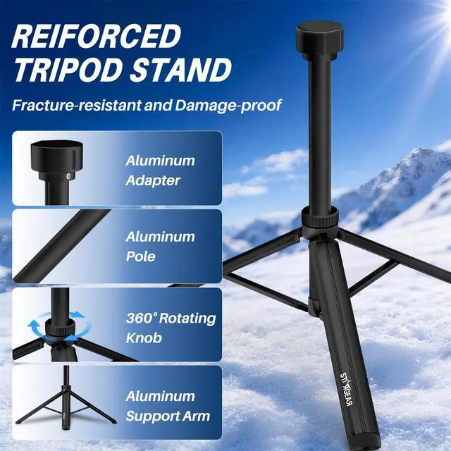 Alt view image 6 of 7 - STARGEAR Starlink Mini Tripod Mount, All Aluminum Portable Starlink Mini Mount, Stable Tripod Stand Compatible with SL Mini/V5 Pipe Mount Adapters , Starlink Mini Kit for RV Travel Camping Boat, Black