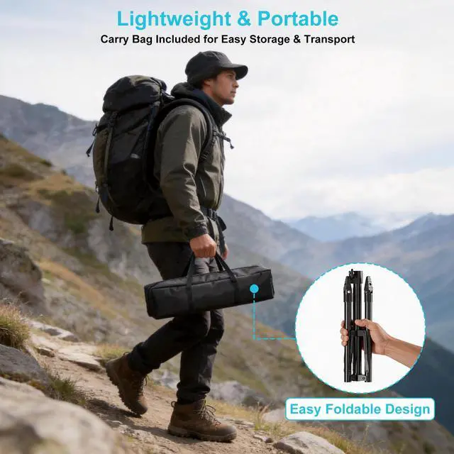 Alt view image 4 of 7 - ORWOD Starlink Mini Tripod Stand, Adjustable 45"-49" with 180° Mount Angle | Heavy-Duty Wind-Resistant Tripod Mount with Ground Nail and Adapter, Foldable Portable Design for RV Travel and Camping Use