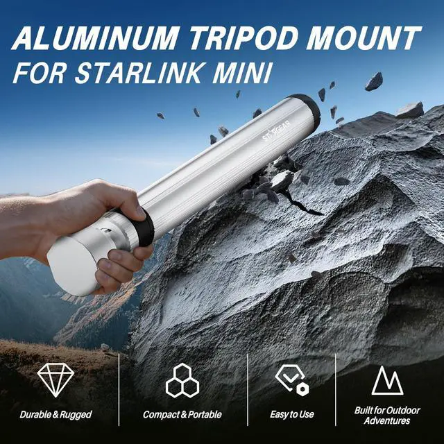 Alt view image 2 of 7 - STARGEAR Starlink Mini Tripod Mount, All Aluminum Portable Starlink Mini Mount, Stable Tripod Stand Compatible with SL Mini/V5 Pipe Mount Adapters, Starlink Mini Kit for RV Travel Camping Boat