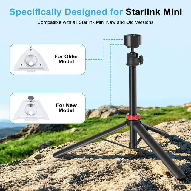 Alt view image 2 of 7 - Mini Tripod Stand Mount with Aluminum Adapter, Portable & 360°Tilt | for All Starlink Mini Models, Starlink Mini Ground Tripod Stand for RV, Backpac Travel, Camping and Outdoor Satellite Setup