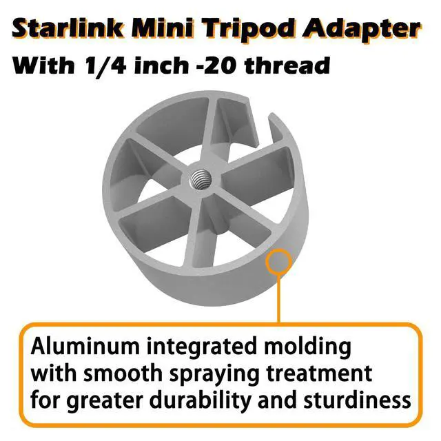 Alt view image 3 of 4 - Starlink Mini Aluminum Tripod Adapter Mount with 1/4"-20 Thread, Compatible with 2024 and 2025 Starlink Mini Adapters (Adapter only Included)