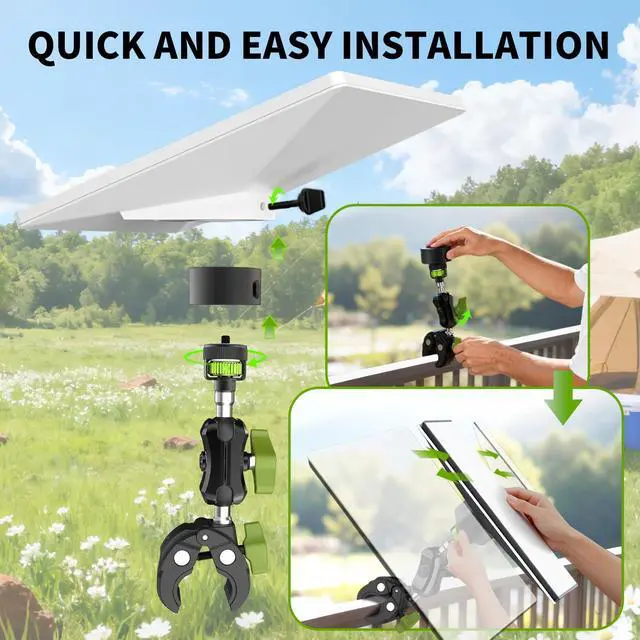 Alt view image 5 of 7 - Starlink Mini Clamp Mount with 1/4" Tripod Adapter -Heavy-Duty Aluminum | Fits 2024 & 2026/2025 Starlink Mini Pipe Adapter, 360° Adjustable for regular railings, RV ladder, Roof Rack, Boat, Yacht