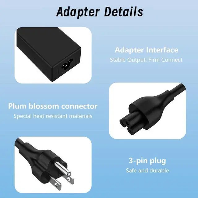 Alt view image 2 of 7 - 45W Laptop Charger Compatible with HP Pavilion Notebook Stream 14 13 11 Envy X360 L25296-001 L25296-002/003 TPN-LA15 Spare 741727-001 213349-109 R-41013323 TPN-CA14 19.5V 2.31A Blue Tip Power Adapter