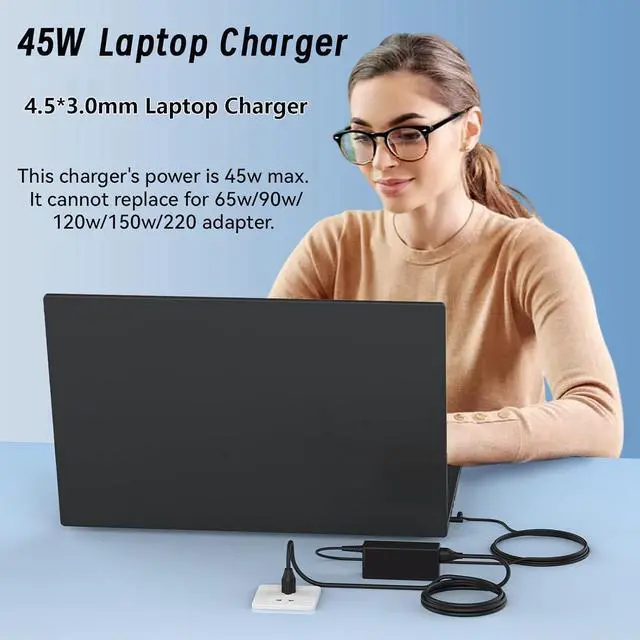 Alt view image 7 of 7 - 45W Laptop Charger Compatible with HP Pavilion Notebook Stream 14 13 11 Envy X360 L25296-001 L25296-002/003 TPN-LA15 Spare 741727-001 213349-109 R-41013323 TPN-CA14 19.5V 2.31A Blue Tip Power Adapter