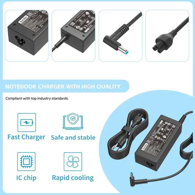 Alt view image 5 of 7 - 45W 19.5V 2.31A Charger Compatible with HP Pavilion Envy X360 TPN-CA14 r-41013153 15-f272wm 15-f387wm 15-ba009dx 15-dw0083wm 15-f222wm 213349-109 TPN-LA15 TPN-DA16 Laptop Power Adapter 4.5x3.0mm