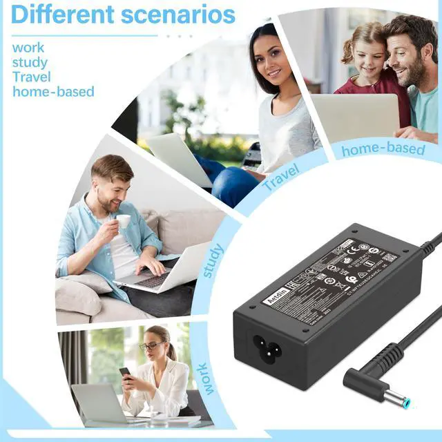 Alt view image 7 of 7 - 45W 19.5V 2.31A Charger Compatible with HP Pavilion Envy X360 TPN-CA14 r-41013153 15-f272wm 15-f387wm 15-ba009dx 15-dw0083wm 15-f222wm 213349-109 TPN-LA15 TPN-DA16 Laptop Power Adapter 4.5x3.0mm