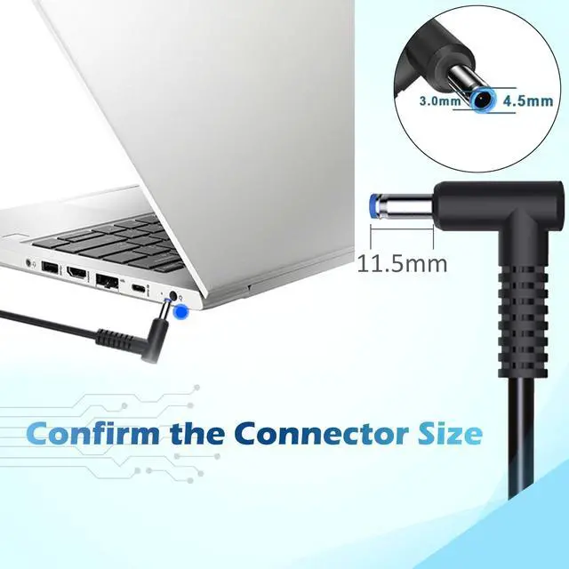 Alt view image 4 of 7 - 65W Laptop Charger Compatible with HP Envy 13 15 15t 15m 17-j X360 Computer | 15-1039wm 15-1033wm 15-1010dx 15-w237cl 15-w110nr 15-ee1093cl 15m-eu0033dx 17m-ch0013dx PC Power Supply Cord