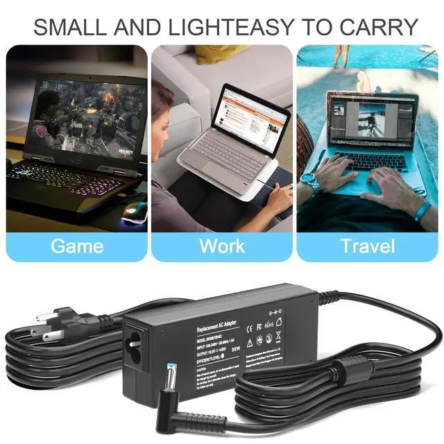 Alt view image 7 of 7 - Zosam 90W 19.5V 4.62A AC Adapter Compatible with HP Envy Laptop Charger | Replacement 710412-001 740015-001 710413-001, Envy Touchsmart M6 M7 15-j 17-j Series/Pavilion 11 14 15 17 Power Cord