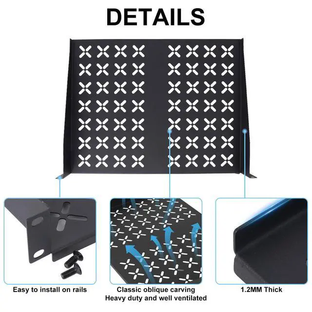 Alt view image 4 of 6 - YuPinDiZu 1U Server Rack Shelf - Universal 1u Shelf Vented Rack Mount Cantilever Tray for 19" Network Equipment Rack & Cabinet - 14 Inches Depth -Set of 2