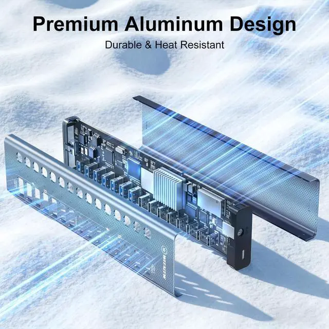 Alt view image 6 of 7 - WEEAEEW Powered USB 3.2 Hub, 16 Port USB Hub with 10Gbps Data Speed, 8 USB-A & 8 USB-C Ports, 96W Power Adapter for PC, Laptop, Printer, Camera