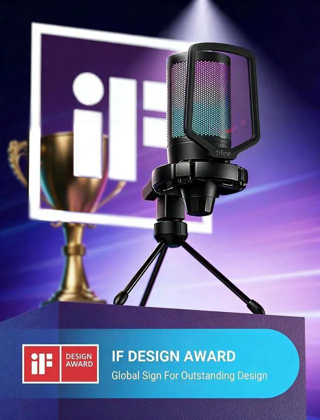 Alt view image 2 of 7 - FIFINE AmpliGame A6V USB Gaming Microphone, Condenser RGB Mic for Streaming | Quick Mute, RGB, Gain Control, Tripod Stand, Pop Filter, Shock Mount, for PC/PS5 Discord Twitch Podcasts Videos YouTube