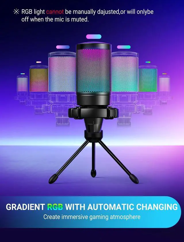 Alt view image 6 of 7 - FIFINE AmpliGame A6V USB Gaming Microphone, Condenser RGB Mic for Streaming | Quick Mute, RGB, Gain Control, Tripod Stand, Pop Filter, Shock Mount, for PC/PS5 Discord Twitch Podcasts Videos YouTube