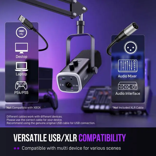 Alt view image 7 of 7 - FIFINE AmpliGame AM8T XLR/USB Gaming Microphone Set, Dynamic PC Mic | Streaming RGB Mic Kit with Boom Arm Stand, Mute Button, Headphones Jack, for Podcasting Recording Vocal Voice-Over