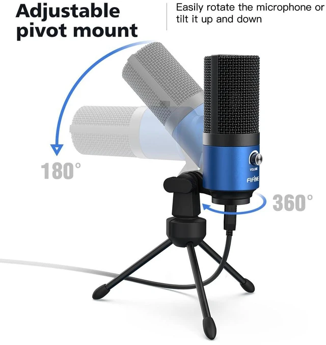 Alt view image 3 of 7 - FIFINE K669 Blue USB Computer Microphone for Recording Voice Over | Condenser Mic with Gain Knob, Compatible with Mac&PC, Home Studio, Plug and Play