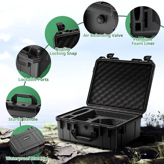 Alt view image 3 of 6 - UBeesize Starlink Mini Travel Case, Waterproof Hard Carrying Case | Waterproof Hard Shell, Precision-Cut Foam, Accessory Storage, Portable Carry Handle, For Starlink Mini Travel