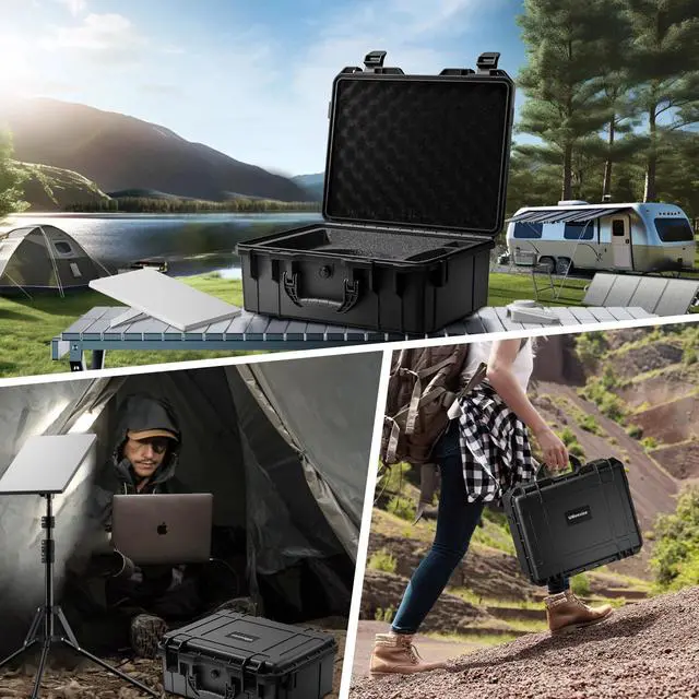 Alt view image 5 of 6 - UBeesize Starlink Mini Travel Case, Waterproof Hard Carrying Case | Waterproof Hard Shell, Precision-Cut Foam, Accessory Storage, Portable Carry Handle, For Starlink Mini Travel