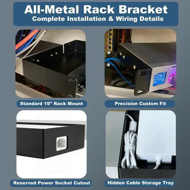 Alt view image 4 of 7 - 19 Inch 1U Metal Rack Mount for UniFi Switch Pro Max 16 PoE, Black Powder-Coated Steel Server Rack Shelf 1U Secure Network Switch Mount with Enhanced Airflow
