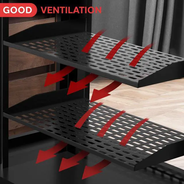 Alt view image 5 of 7 - Pyle 19-Inch 1U Server Rack Shelf - 4 Pcs Vented Metal Shelves for Optimal Airflow, Wall or Rack MountableSupports up to 110 lbs, 17 x 10 Shelf Tray for Cabinets, Computers & Network Equipment