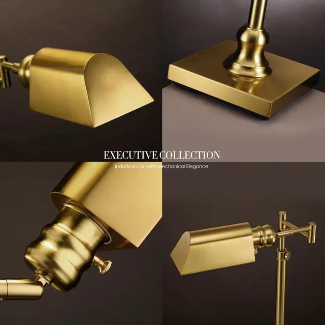 Alt view image 7 of 7 - O'Bright Arcadia Pharmacy Desk Lamp, Antique Brass | E26 Socket, Built-in Dimmer, Full Range Dimming, Adjustable Height, Swing Arm, Rotatable Lampshade, All-Metal Construction