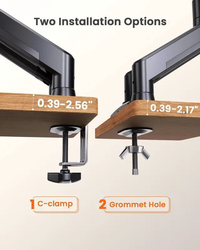 Alt view image 6 of 7 - ErGear Dual Monitor Stand up to 33 inches Screen, Load-Bearing Max 22 lbs Each Arm, Adjustable Dual Monitor Mount, Sturdy Steel vesa Monitor Mount with Stable VESA 75x75 100x100mm