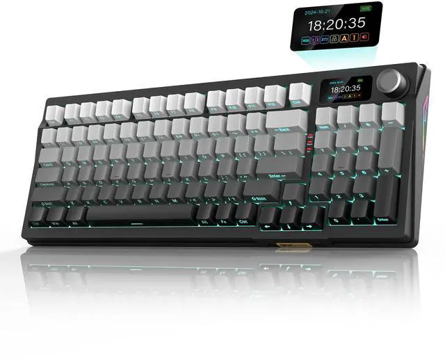 Main image of RedThunder K95 Wireless Mechanical Keyboard,TFT Screen & Knob, Trip-Modes Connection, Gasket Custom Hot-Swap Keyboard, RGB Backlit, Pre-lubed Linear Switches, Side Printed PBT Keycaps, Gray Gradient