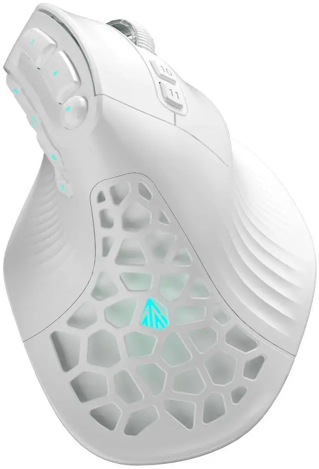Main image of SOLAKAKA E9 Vertical MMO Gaming Mouse 10 Side Buttons,White | 24800 DPI,45° Vertical Grip,Tri-Mode 2.4G/BT/USB-C,RGB,Web Driver,Programmable Macros for PC/Mac