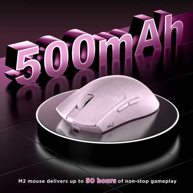 Alt view image 7 of 7 - YUNZII M2 Dual 8K Wireless Gaming Mouse, PAW3395, 6-Level DPI(Pink) | Carbon Fiber Decorative Pattern,Up to 30000 DPI,63g Ultra-Lightweight,Software and Web customization,Wired/BT/2.4GHz,500mAh