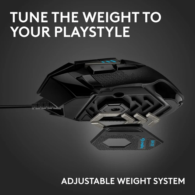 Alt view image 3 of 7 - Hero Wired Gaming Mouse - Black | High performance, 25,600 DPI, RGB, adjustable weights, 11 programmable buttons, on-board memory, PC/Mac