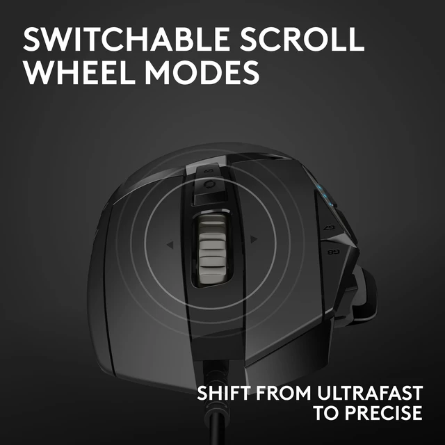 Alt view image 7 of 7 - Hero Wired Gaming Mouse - Black | High performance, 25,600 DPI, RGB, adjustable weights, 11 programmable buttons, on-board memory, PC/Mac