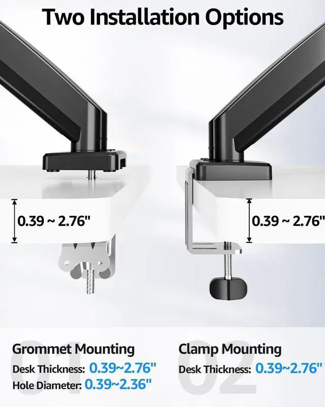 Alt view image 3 of 5 - Dual Monitor Stand fits up to 32 inch, 4.4-19.8 lbs Computer Screens, Dual Monitor Desk Mount Height Adjustable, Monitor Arms for 2 Monitors, Home Office VESA Mounts, Freelift Black