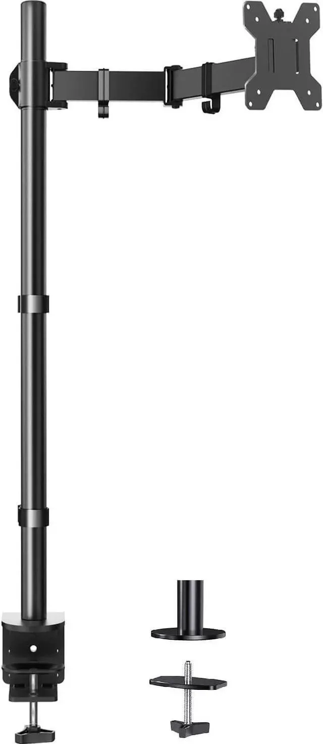 Main image of HUANUO Single Monitor Arm with 39 inch Extra-Tall Pole, Adjustable Computer Desk Mount for 1332 inch Screens and up to 38 inch Ultrawide Screens, Hold 22 lbs, Monitor Stand with C-Clamp & Grommt Base