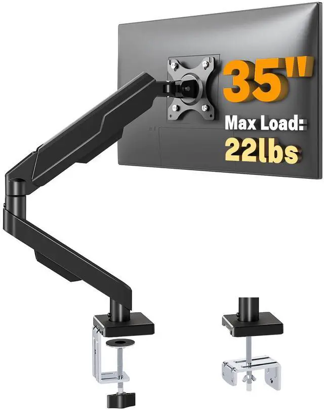 Main image of 5Rcom Single Monitor Arm for 13-35 Inch Computer Screens | Fully Adjustable Heavy Duty Mount, Holds 22lbs, Fast Install, Cable Management, Black