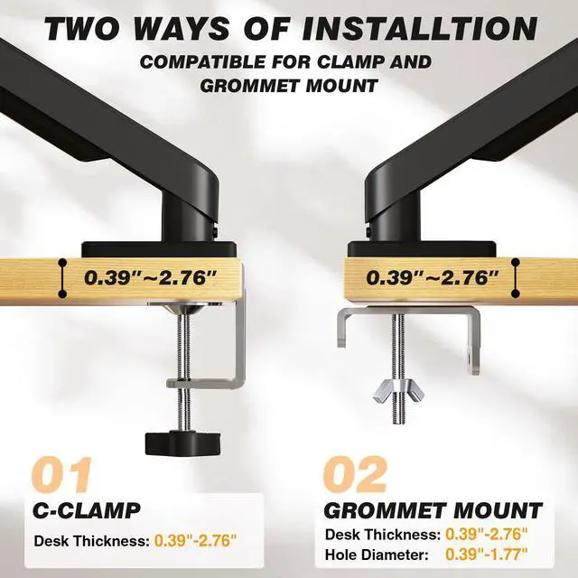Alt view image 5 of 7 - 5Rcom Single Monitor Arm for 13-35 Inch Computer Screens | Fully Adjustable Heavy Duty Mount, Holds 22lbs, Fast Install, Cable Management, Black