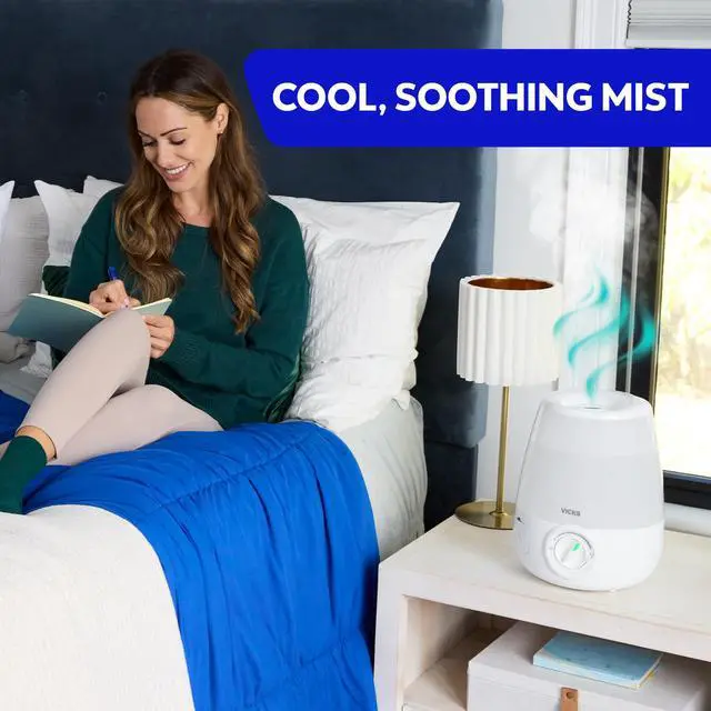 Alt view image 3 of 7 - Vicks Filter-Free Ultrasonic Humidifier, Recommended by Pediatricians | 1.2 Gal Ultrasonic Cool Mist Humidifiers for Bedrooms & Kids Rooms, Works with Vicks VapoPads