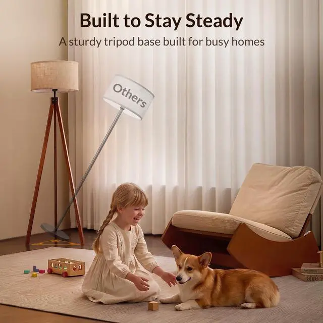 Alt view image 6 of 7 - Tripod Floor Lamp Mid Century Modern Standing Lamps for Living Room | Light-Diffusing Linen Shade, Premium Rubberwood Tripod with E26 Base, Adding Warmth to Bedroom, Office & Study Corner Brown