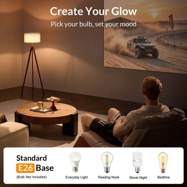 Alt view image 7 of 7 - Tripod Floor Lamp Mid Century Modern Standing Lamps for Living Room | Light-Diffusing Linen Shade, Premium Rubberwood Tripod with E26 Base, Adding Warmth to Bedroom, Office & Study Corner Brown