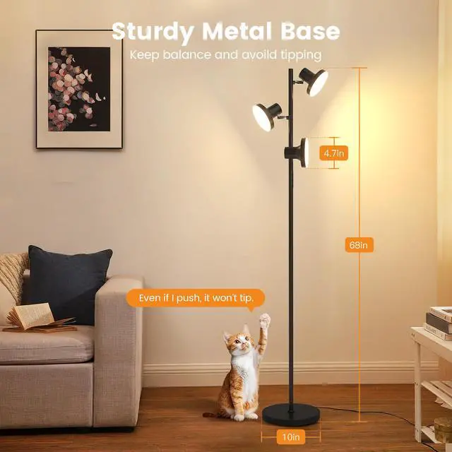 Alt view image 7 of 7 - SIBRILLE 36W LED Tree Floor Lamp, Modern Dimmable Standing Lamp with Remote & Touch Control, 4 Color Temperatures, 3 Rotatable LED Light Floor Lamps for Living Room, Bedroom, Office