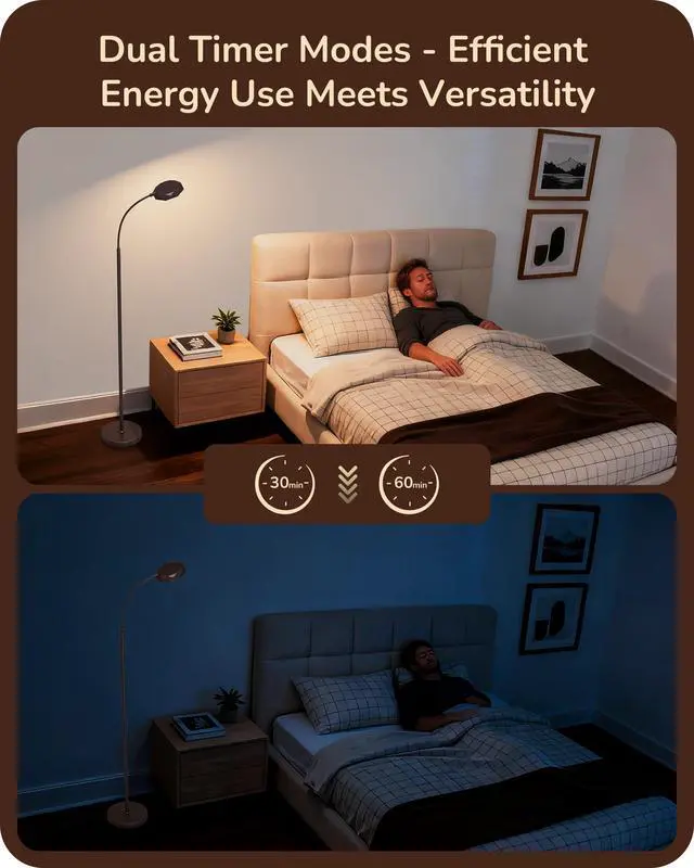 Alt view image 6 of 7 - EDISHINE Modern LED Floor Lamp 1300LM Floor Lamps for Living Room Brown | Dimmable, 4 Color Temperature, Remote & Touch Control, 2 Timer, Adjustable Gooseneck for Bedroom, Office