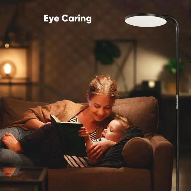Alt view image 7 of 7 - SIBRILLE 36W LED Floor Lamp, Super Bright Standing Lamp, Modern Stepless Dimmable Torchiere Tall Lamp with Remote Control, 350°Rotating Head Reading Floor Lamp for Living Room, Bedroom, Office