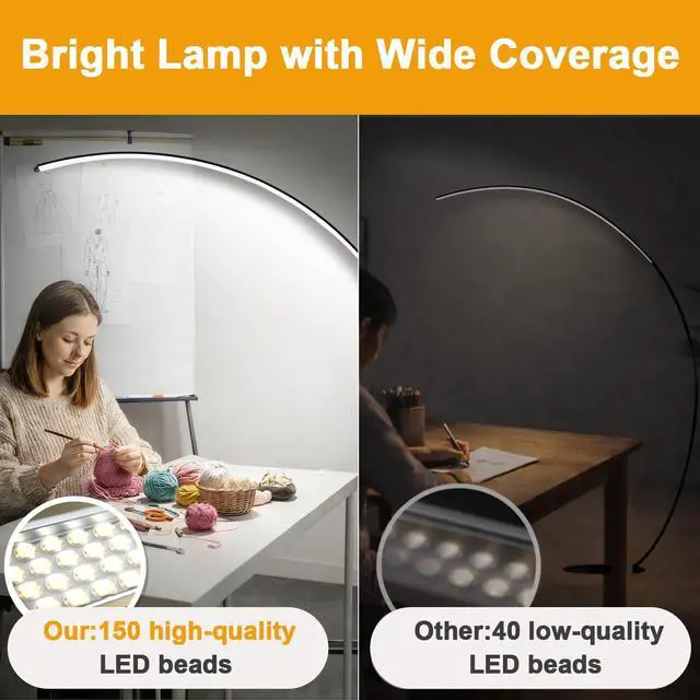 Alt view image 4 of 7 - Dimmable LED Lamps for Living Room with 3 Color Temperatures, Ultra Bright 2000LM Arc Floor Lamps, Modern Standing Tall Lamp with Remote Control Reading Floor Lamp for Bedroom Office Classroom