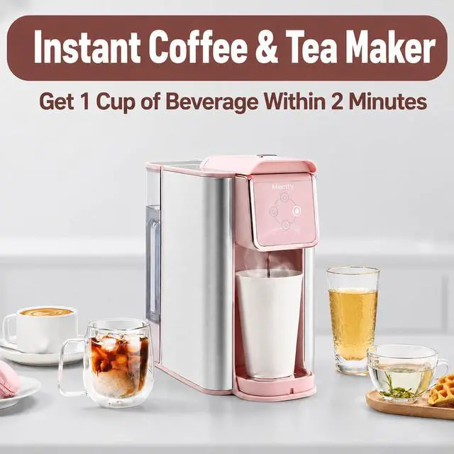 Alt view image 4 of 7 - Mecity Pink Coffee Maker 3-in-1 Single Serve Coffee Machine, For Flat Bottom Coffee Capsule, Ground Coffee, 6 to 10 Ounce Cup, Removable 50 Oz Water Reservoir, 120V 1150W