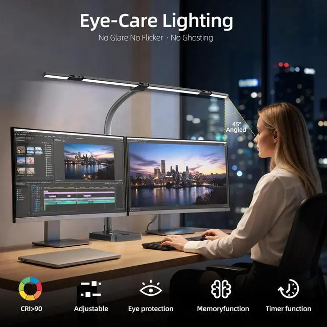 Alt view image 4 of 7 - CJJFACA LED Desk Lamp for Home Office, Eye-Caring Desk Light with Remote,Adjustable Flexible Gooseneck,Adjustable Gooseneck Office LED Task Light with Soft Non-Glare Lighting,Perfect for Study