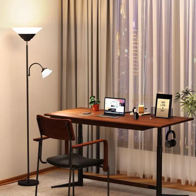 Alt view image 7 of 7 - SIBRILLE 2-in-1 Torchiere Floor Lamp, 34W Super Bright LED Standing Lamp with Remote & Touch Control, 72" Dimmable Adjustable Corner Reading Lamp for Living Room, Bedroom, Office, Black