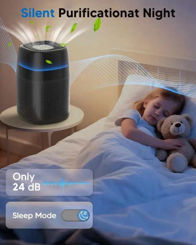 Alt view image 6 of 7 - FancyBark ZQA-5000A Air Purifiers for Home Bedroom to 1600 Ft², H14 True Room Air Purifiers for Bedroom With Sleep Mode Light Mode & Aroma Function Air Cleaner Smoke Odor Dust Pollen Pet Dander