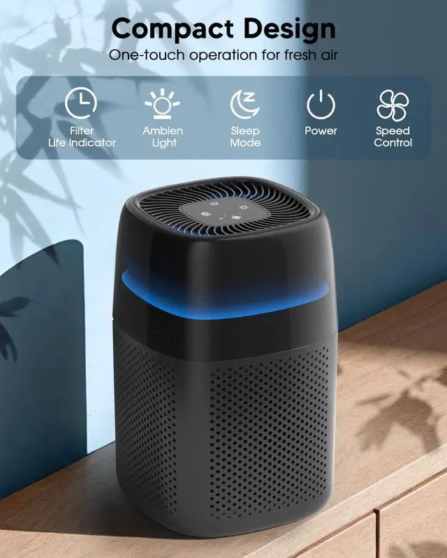 Alt view image 7 of 7 - FancyBark ZQA-5000A Air Purifiers for Home Bedroom to 1600 Ft², H14 True Room Air Purifiers for Bedroom With Sleep Mode Light Mode & Aroma Function Air Cleaner Smoke Odor Dust Pollen Pet Dander