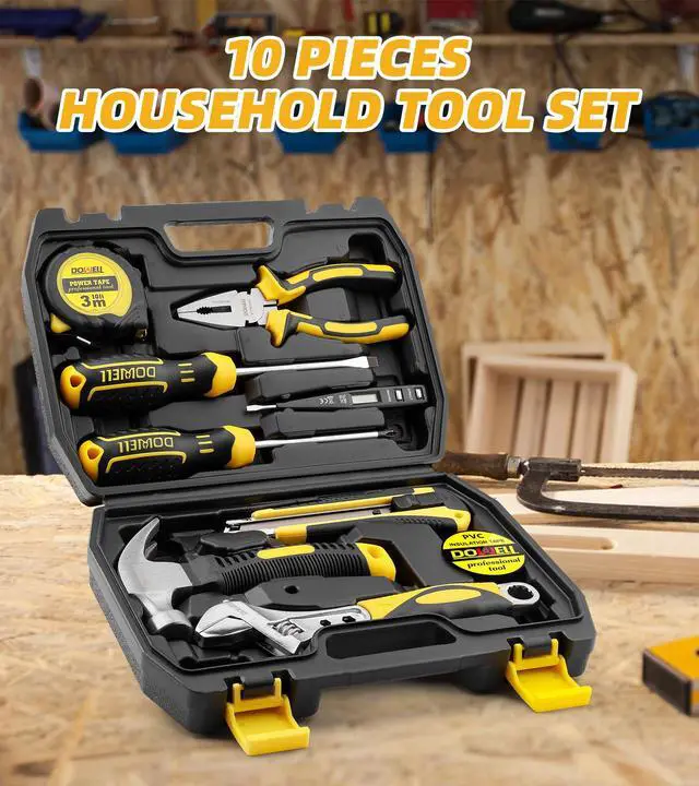 Alt view image 3 of 7 - Small Tool Kit, Tool Set for Home, Dorm | 10-piece small tool kit, mini portable, home repair hand tools, plastic toolbox