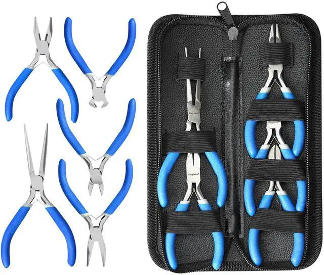 Main image of 5 Pieces Mini Pliers, Long Lasting Tool Set Cable Cutters, Long Needle Nose, Long Nose, Nipper Bent Nose, End Cutting, Diagonal Cutting, Precision Pliers Set