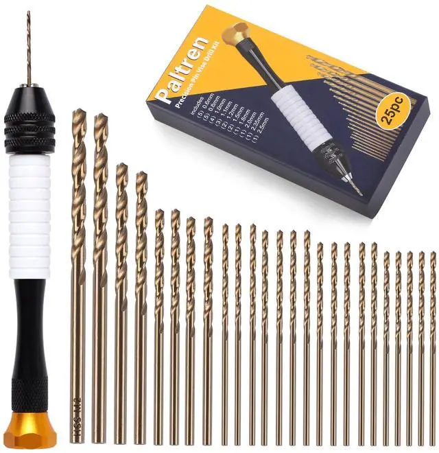 Main image of Pin Vise Hand Drill Set with 25 Micro Drill Bits | Includes 0.6-2.5mm bits for miniatures, model making, jewelry repair, polymer clay and resin crafts